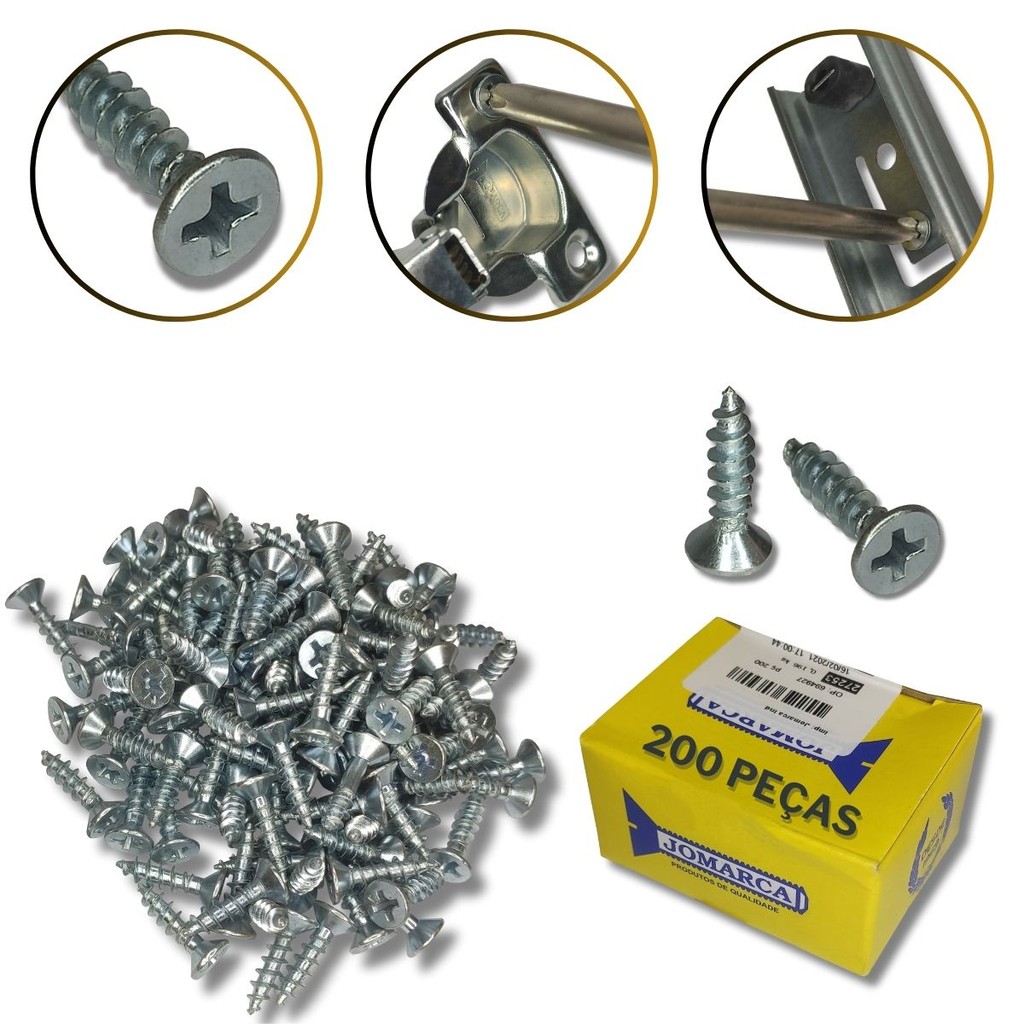 Parafuso Phillips P/ Dobradiça Corrediça Móveis 4,0X16mm 200uni Cabeça Chata em Oferta na Shopee