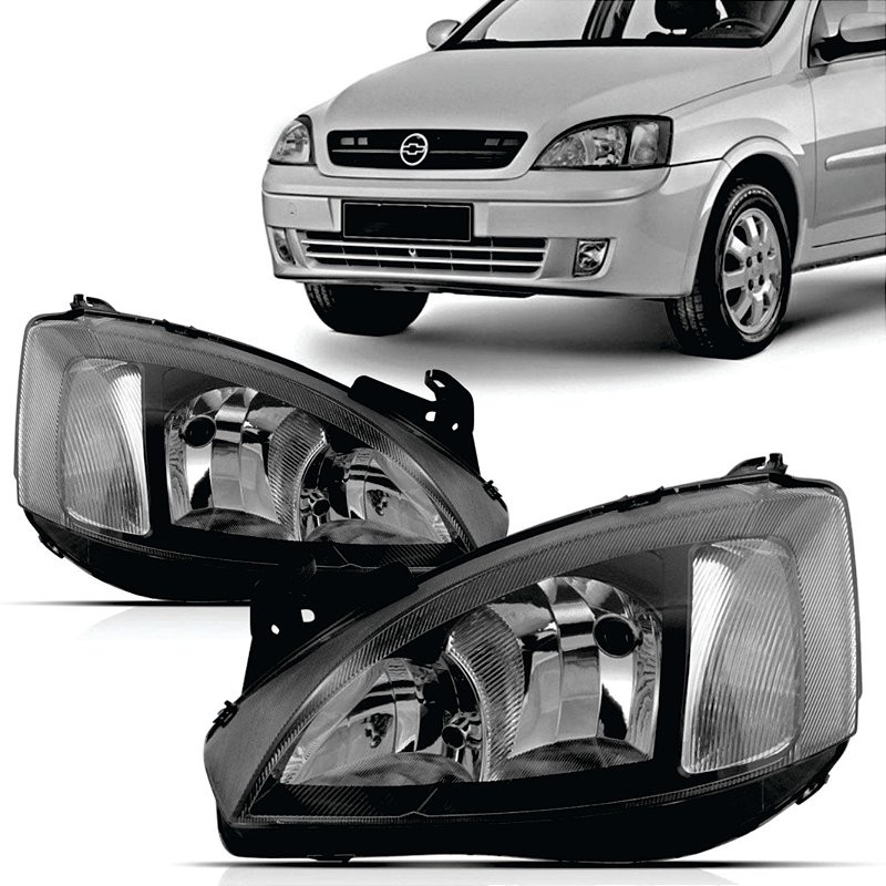 Farol Corsa/Montana Carcaça Preta Manual 2008 2009 2010 2011 - Original VALEO