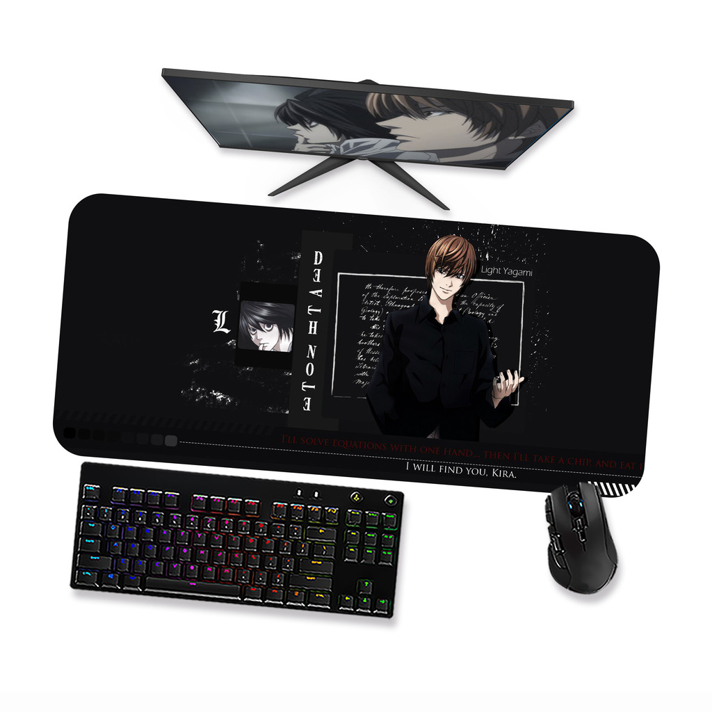 Mousepad Death Note Lawliet e Light 3 -Speed Costurado Mouse pad Gamer 90x40 70x30 80x40 60x40 45x40