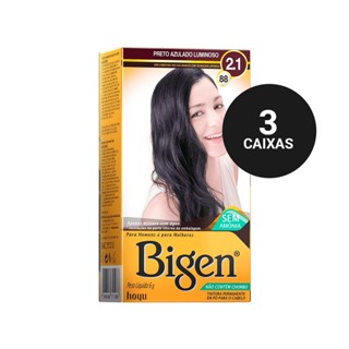 Kit Profissional Tintura Capilar à base de água Bigen 2.1 Preto Azulado Lumi. 3cx em Oferta na Shopee