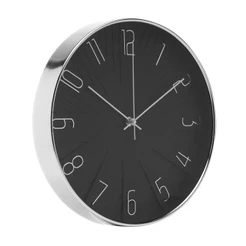 Relógio de Parede Wolff Modern de Plástico Preto
