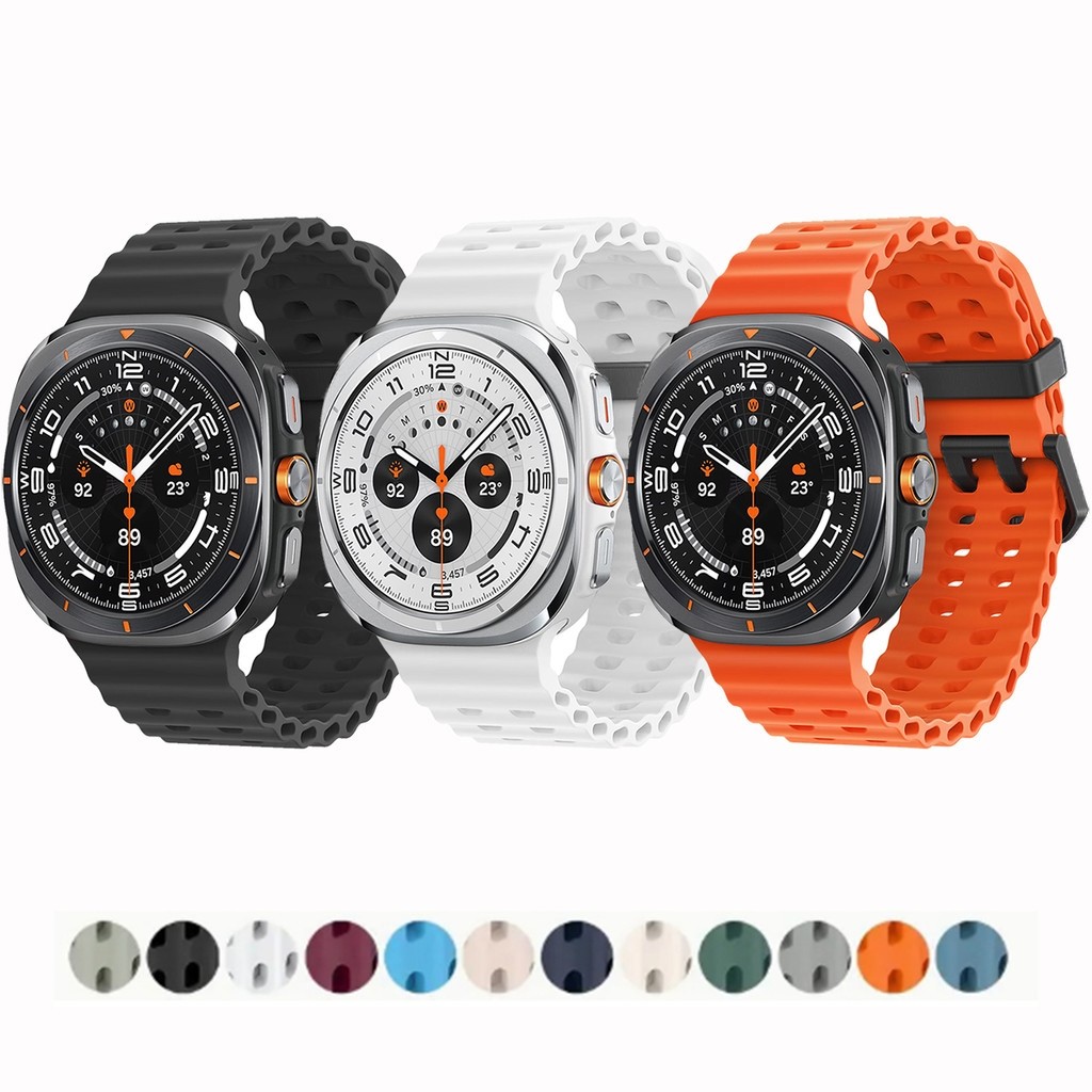 Pulseira de Silicone Para Samsung Galaxy Watch Ultra 47mm Oceânica Furadinha