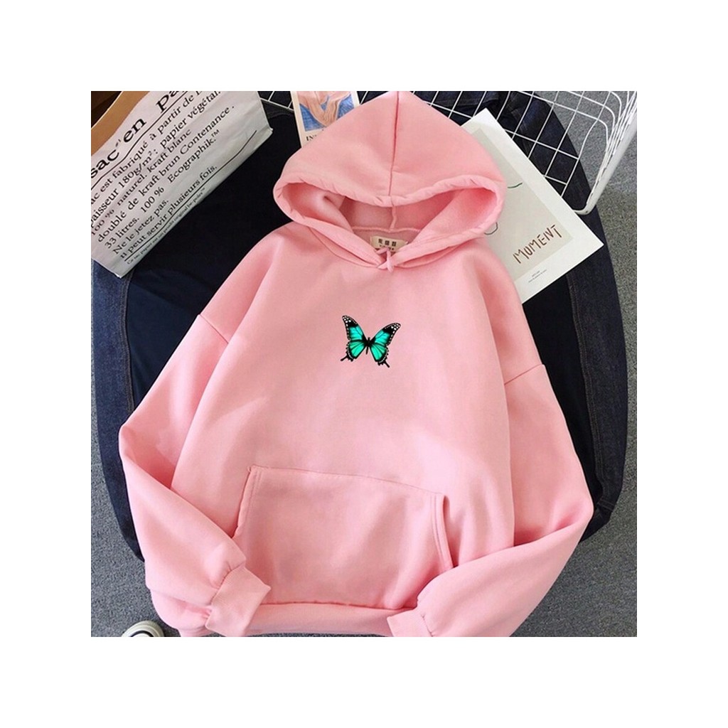 Moletom Feminino Agasalho Casaco De Frio Flanelado Estampado Borboleta