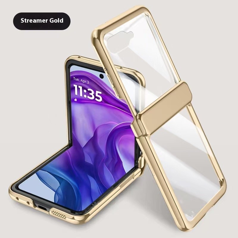 Capa de proteção completa com dobradiça transparente galvanizada ultra-fina com protetor de vidro para Motorola Razr 50 em Oferta na Shopee
