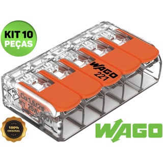 Kit 3, 5, 10 e 20 Conector Elétrico 221-415 Emenda Wago 5 Vias 32A Original 4mm² e 6mm² Fio Chuveiro Tomada em Oferta na Shopee