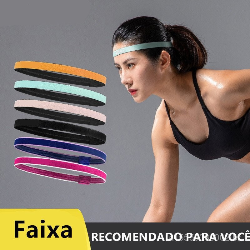 2024 Nohe 12mm Faixa de cabeça antiderrapante para academia esportiva cabelo colorido TBV1