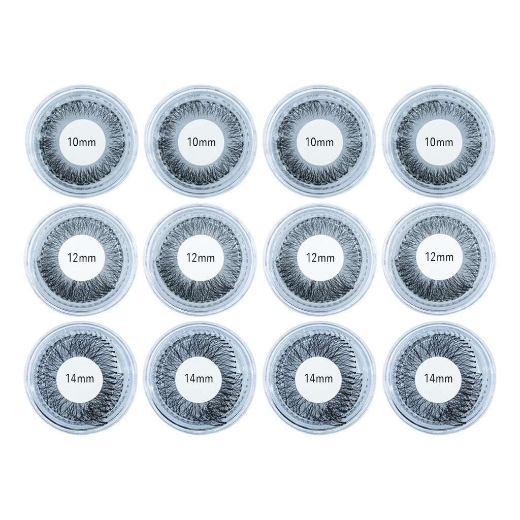 Kit 12 Potes Cílios Tufo Extensão Tufinho 10mm, 12mm E 14mm