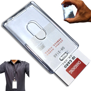 Plástico Porta Crachá Acrílico Transparente 54x86mm Vertical CH-S168 em Oferta na Shopee