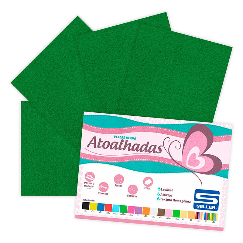 Placa de EVA 40x60cm atoalhado Verde Bandeira pacote com 5 folhas Seller - Stationery