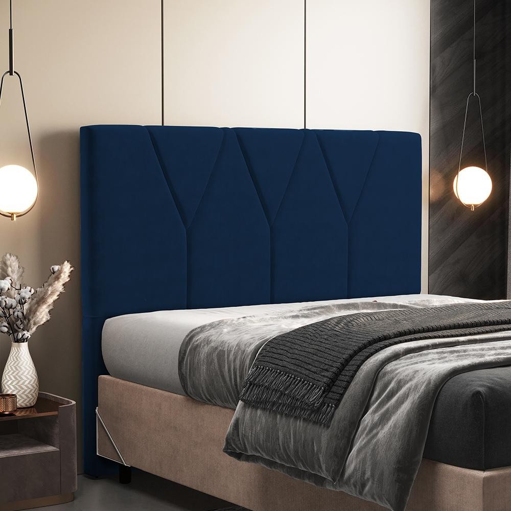 Cabeceira Cama Box Casal Queen 160cm Aura Suede W01 Azul - Mpozenato