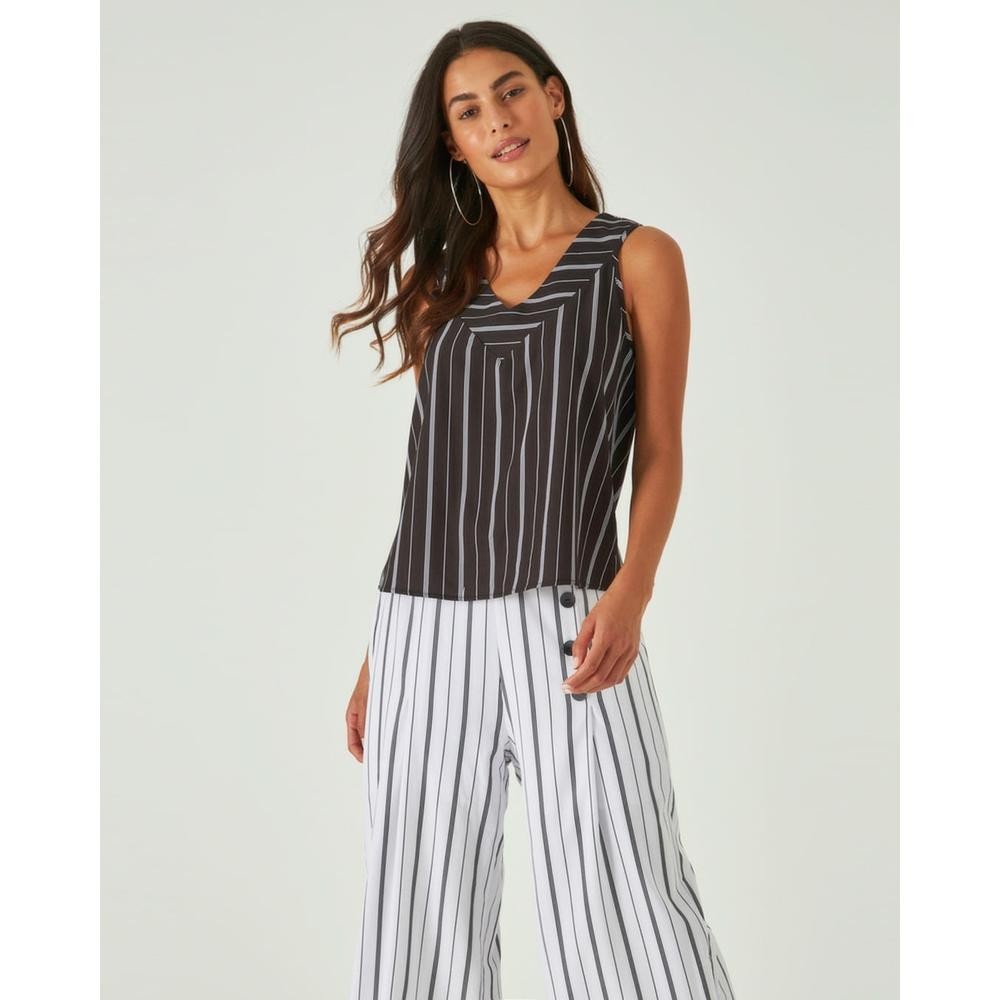 Blusa Listrada Crepe Malwee em Oferta na Shopee