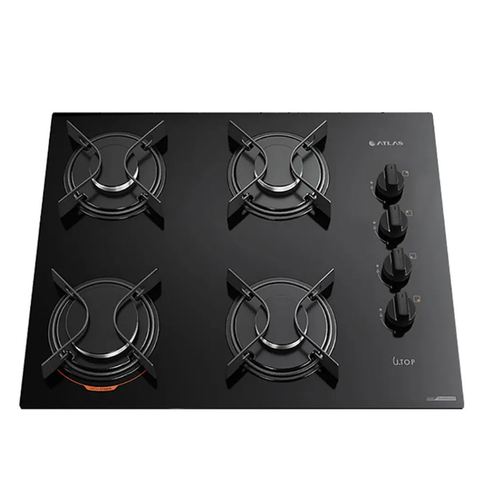 Cooktop U Top 4 Bocas com Mesa de Vidro Atlas em Oferta na Shopee