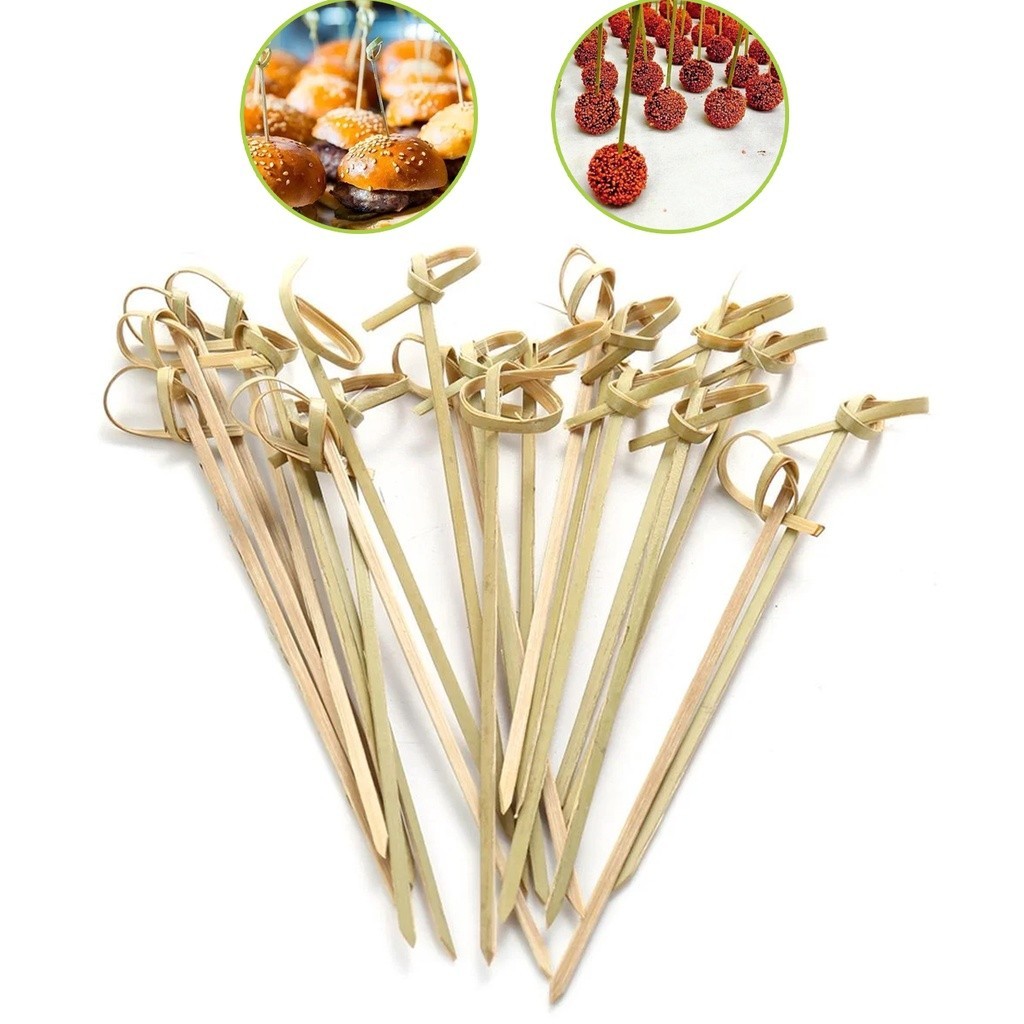 Espeto Palito Bambu Petiscos Knotted Sticks 15cm Pct 50 Und
