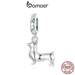 Bamoer 925 Sterling Sliver Charm Cute Corgi Design Pendant Acessórios Para Pulseiras Meninas Femininas