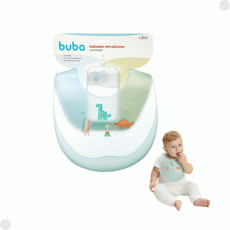 Babador Silicone C/ Bolso Cata Migalhas E Estojo 18051 Buba em Oferta na Shopee