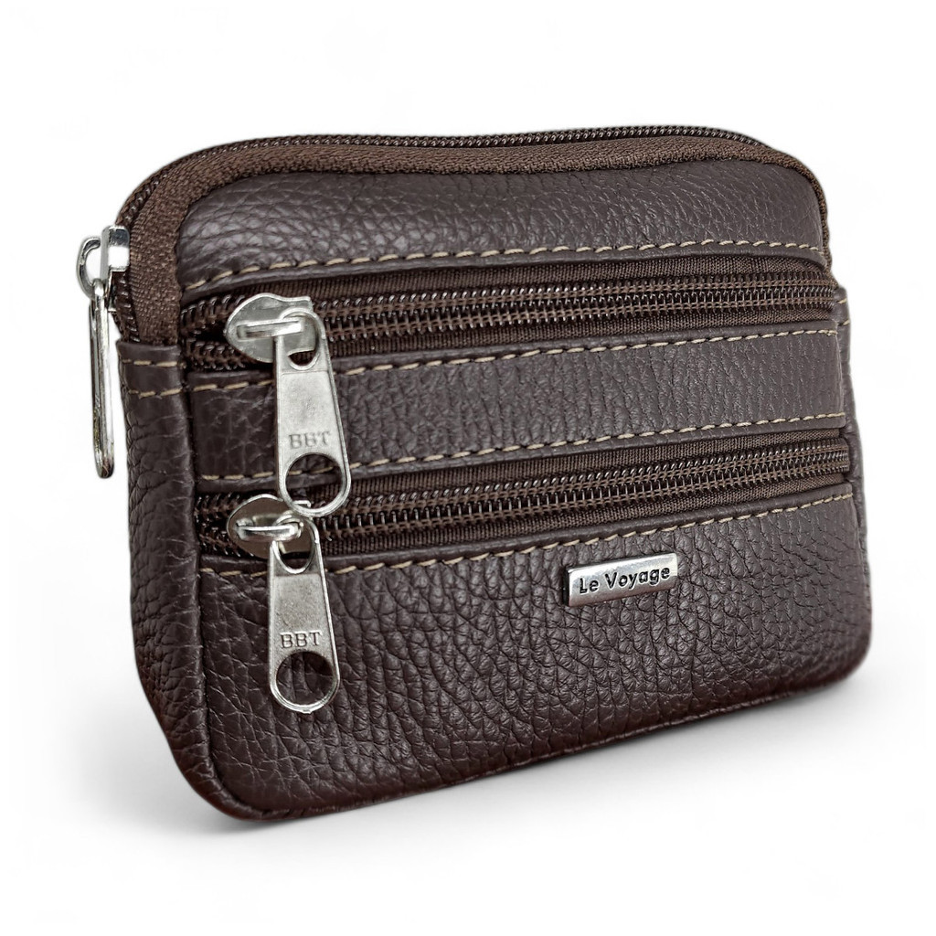 Porta Moedas Níquel Grande De Couro Com 3 Bolsos em Oferta na Shopee