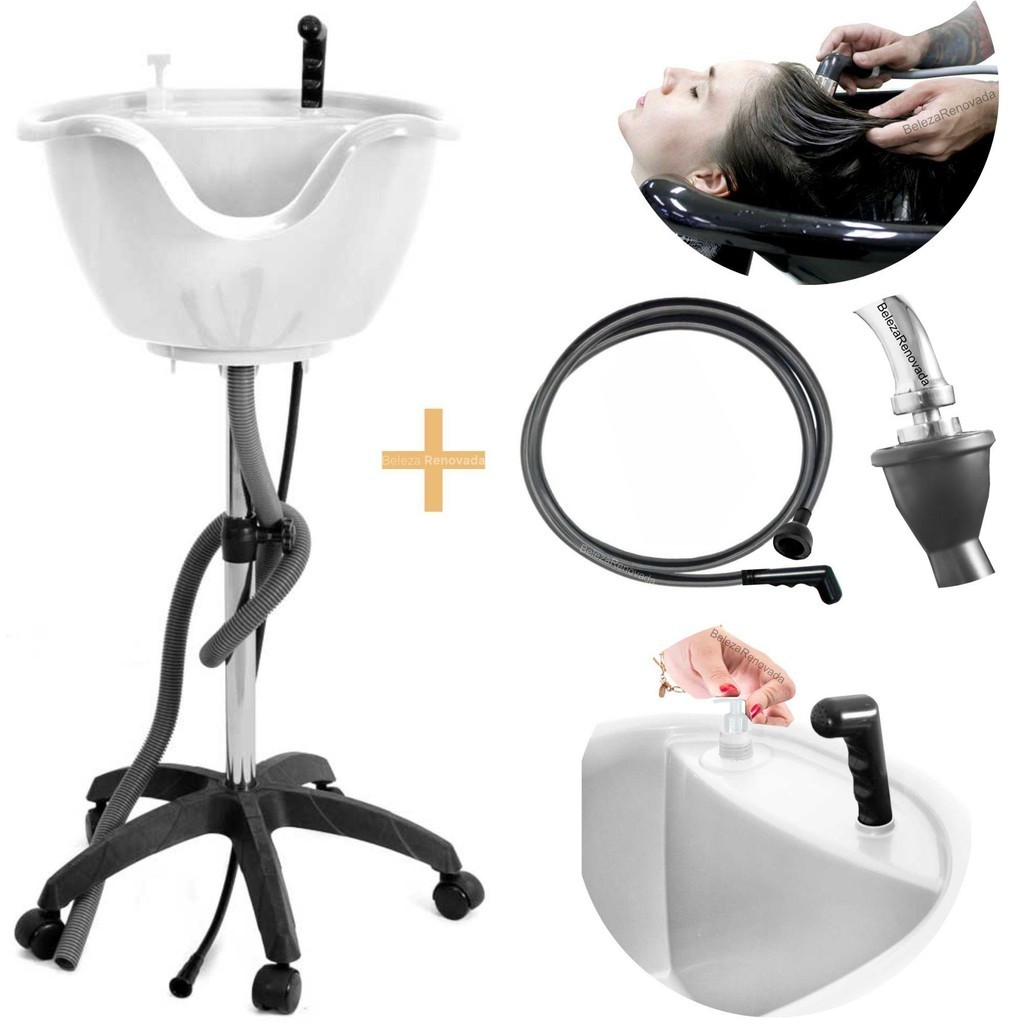 Lavatório Portátil salão  Cabeleireiro + Ducha com Rodinhas - Beauty