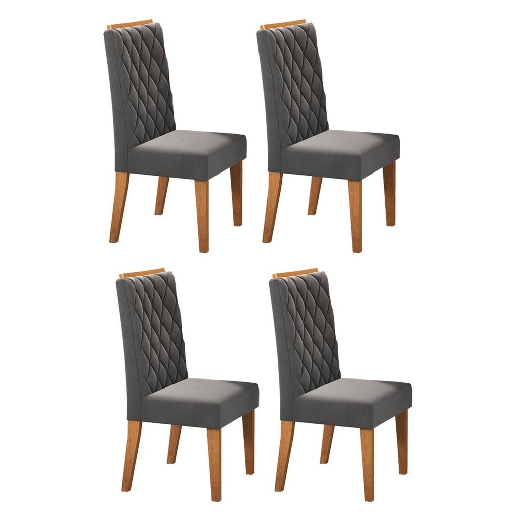 Kit com 4 Cadeiras para Sala de Jantar Mdp/mdf Dyniz Grafite em Oferta na Shopee