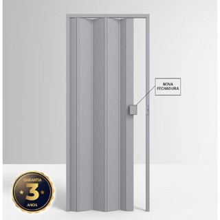 Porta Sanfonada de Pvc 210x97cm Permatti Cinza Liso em Oferta na Shopee