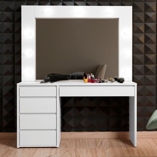 Penteadeira Camarim  100% MDF 184 X 136cm Anne Branco Acetinado em Oferta na Shopee