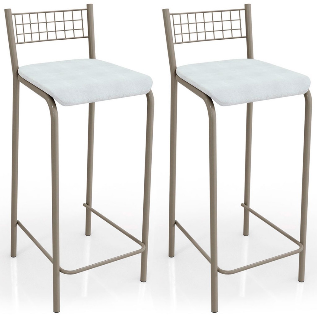 Banquetas Kit 2 Banquetas Genova Nickel em Oferta na Shopee