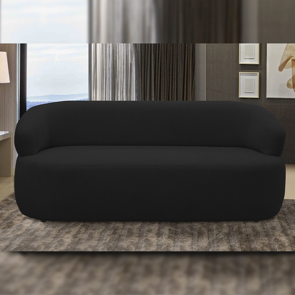 Sofá 3 Lugares Orgânico Sala de Estar Living 170cm Carmen F04 Veludo Preto - Lyam