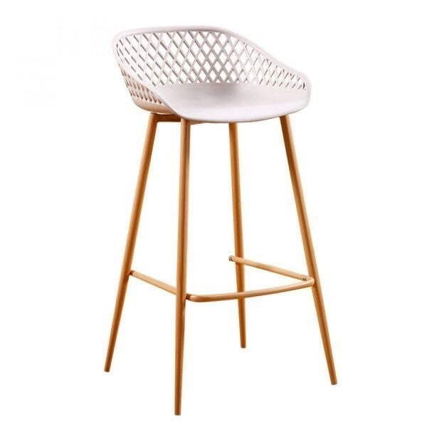 Banqueta Alta com Encosto e Apoio para Pés Clarice Nude - Home & Living