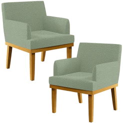 Kit 02 Poltronas Decorativa Para Sala De Estar E Recepção Beatriz W01 Bouclê Oliva - Lyam Decor