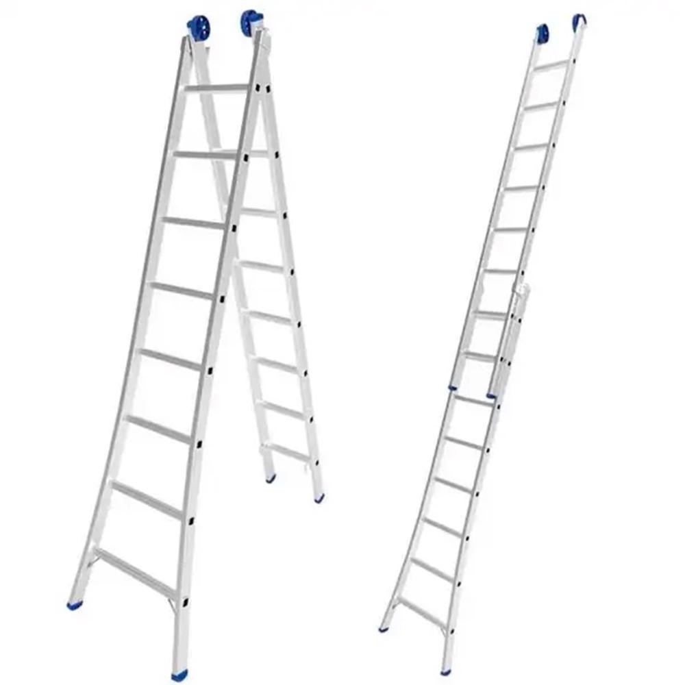 Escada de Alumínio Extensiva 2 x 8 Degraus 2,53 x 4,21 Metros EVALD em Oferta na Shopee