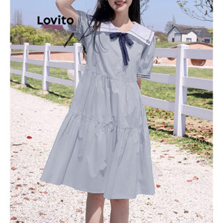 Lovito Vestido formal com laço liso para mulheres LNA53102