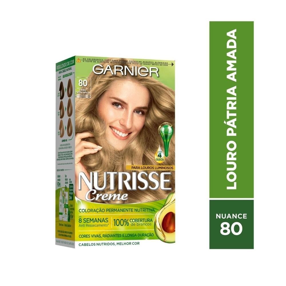 Tintura Creme Garnier Nutrisse 80 Louro Patria Amada em Oferta na Shopee