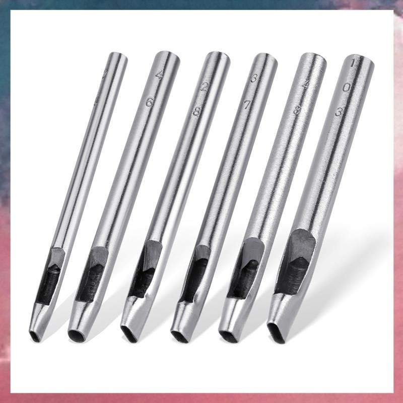 (R J Q X) 6 Tamanhos De Perfurador De Furo Oval Para Couro 6mm-10mm Kit De Ferramentas De Perfuração Manual De Oco Artesanal