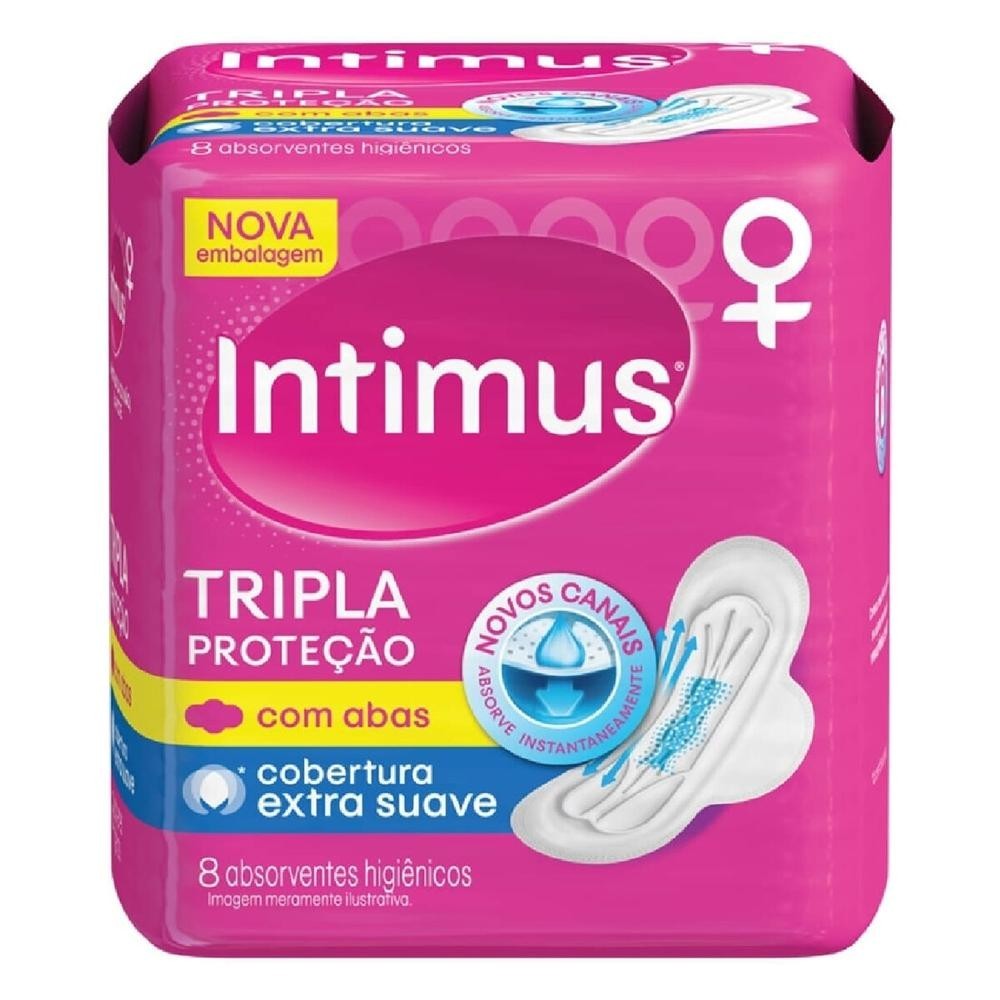 Absorvente Intimus Gel Tripla Protecao Suave com Abas 08 Unidades em Oferta na Shopee