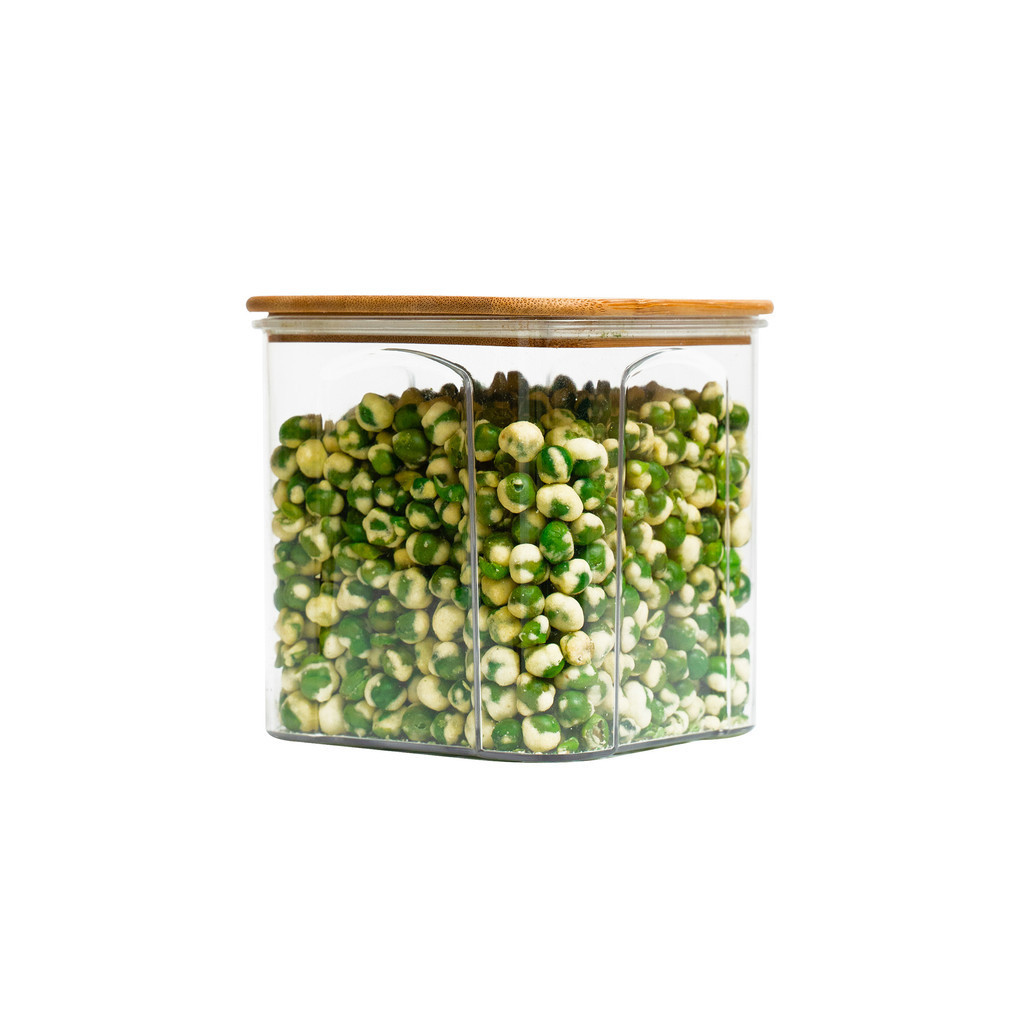 Pote acrílico 900ml com tampa bambu hermético quadrado - Tud - Home & Living