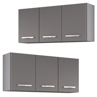 Armários de Cozinha Aéreo 3 Portas 120cm Kit 2 Honduras Cinza - Lumil em Oferta na Shopee