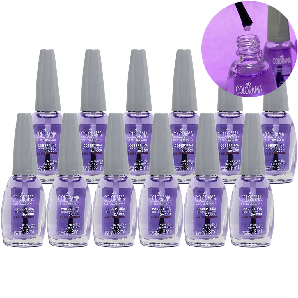 Kit 12 Esmalte Cobertura Intensificadora Colorama Manicure