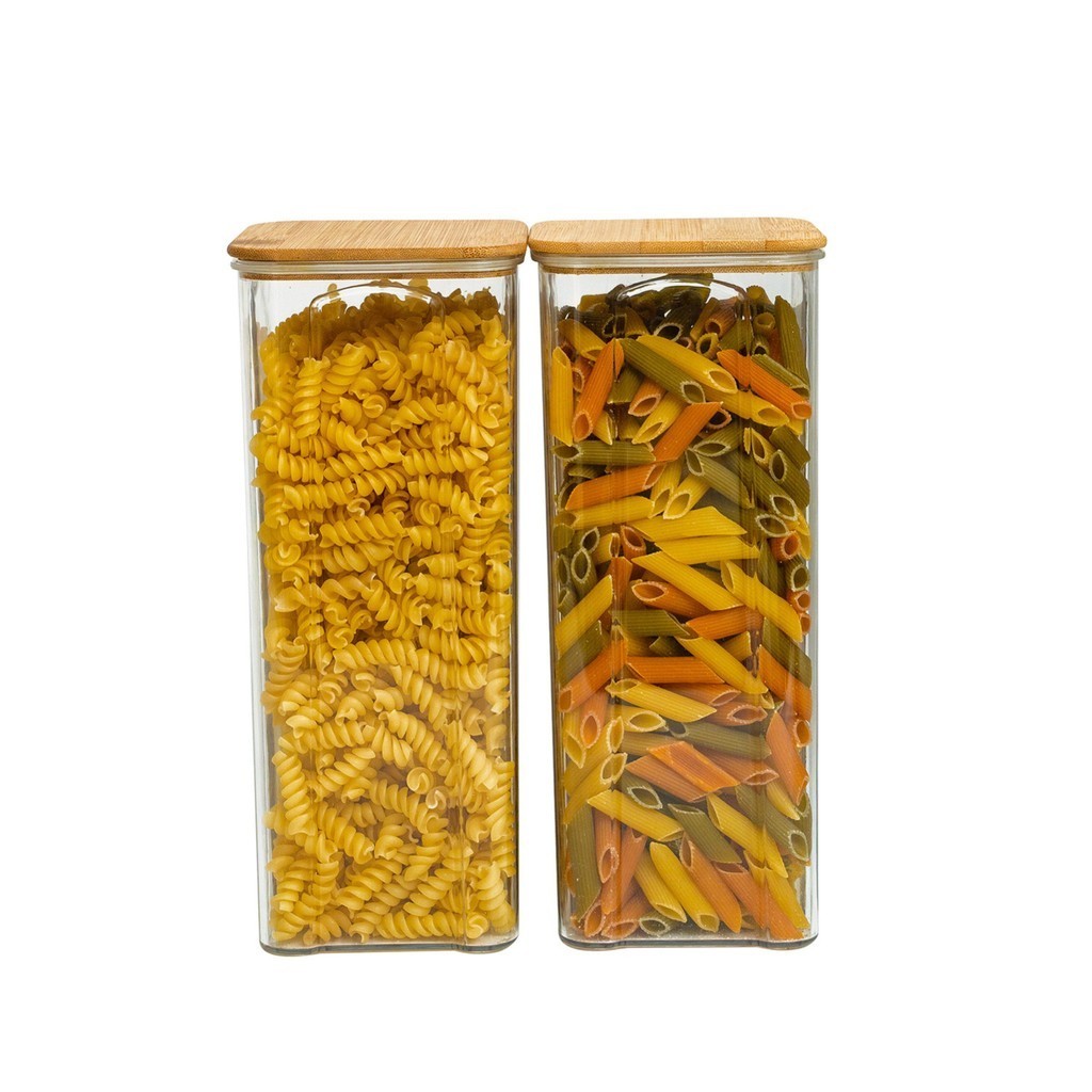 Kit 2 potes de acrílico 2L com tampa herméticos quadrados - Tud - Home & Living