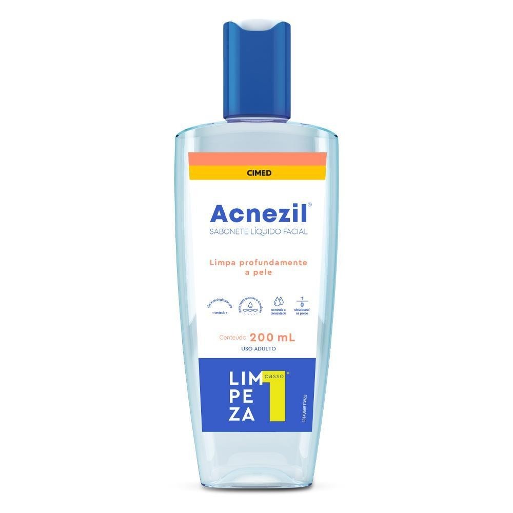ACNEZIL SABONETE LÍQUIDO FACIAL COM 200ML em Oferta na Shopee
