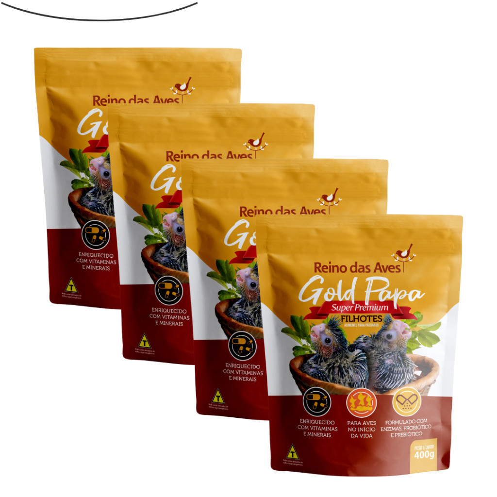 Papa  Para Filhotes 400g Papinha Gold(REFIL) Kit 4un - Reino Das Aves
