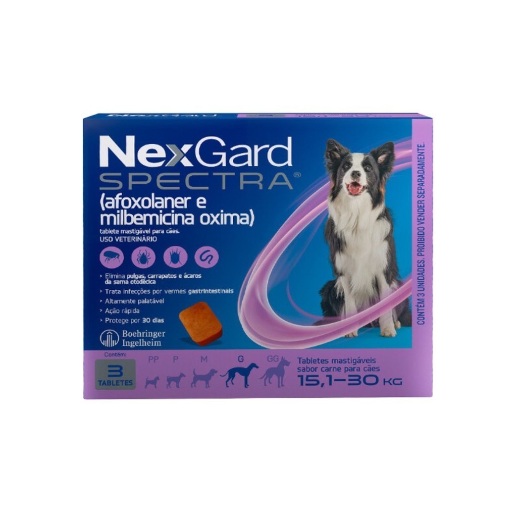 Nexgard Spectra Antipulgas e Carrapatos G 15-30kg com 3 unid em Oferta na Shopee