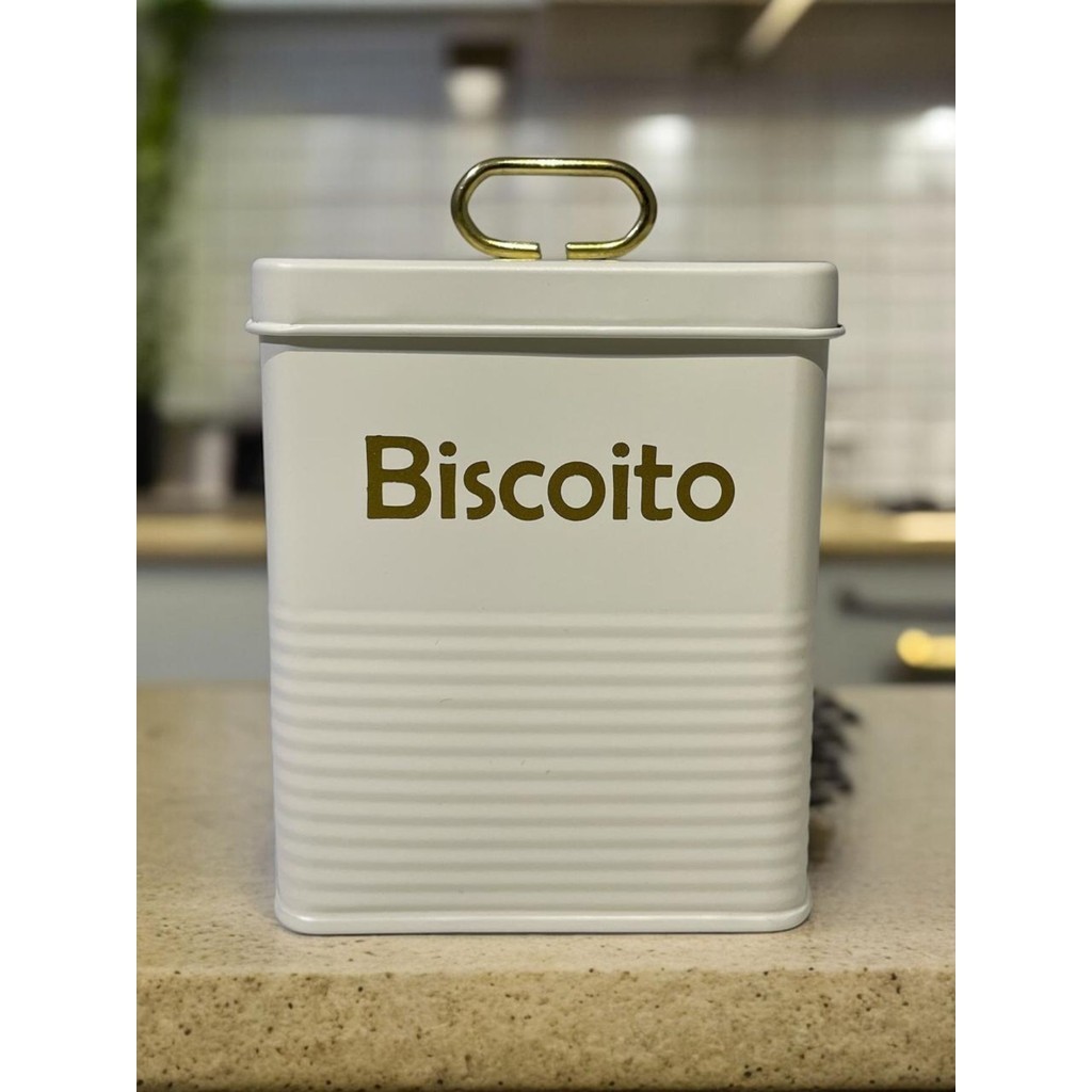 Pote de Lata Hermético Biscoitos Vintage 1 Litro