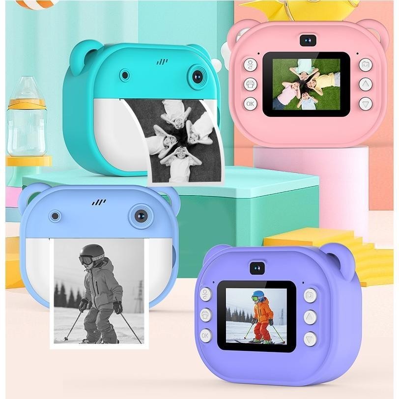 Câmera Instantânea De Impressão Mini Câmeras Digitais Foto Y600 24MP HD 1080P Vídeo Com 2 Rolos De Papel Presente Para Infantil