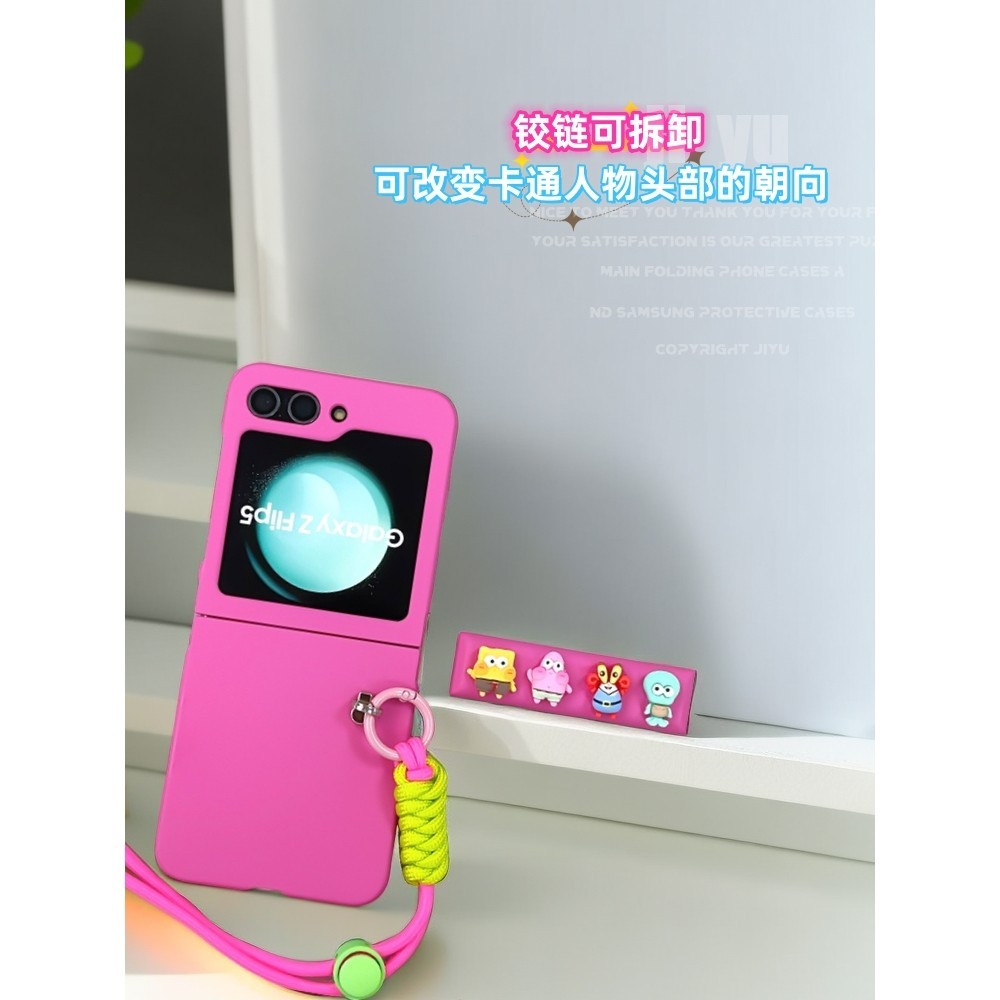 Capa Traseira Para Telefone LUSHUO Samsung Galaxy Z Flip 6 5 4 3 OPPO Find N2 N3 Cute Cartoon Rose Red 3 Em 1 PC Com Alça Flip3 Flip4 Flip5 Flip6 N2Flip N3Flip