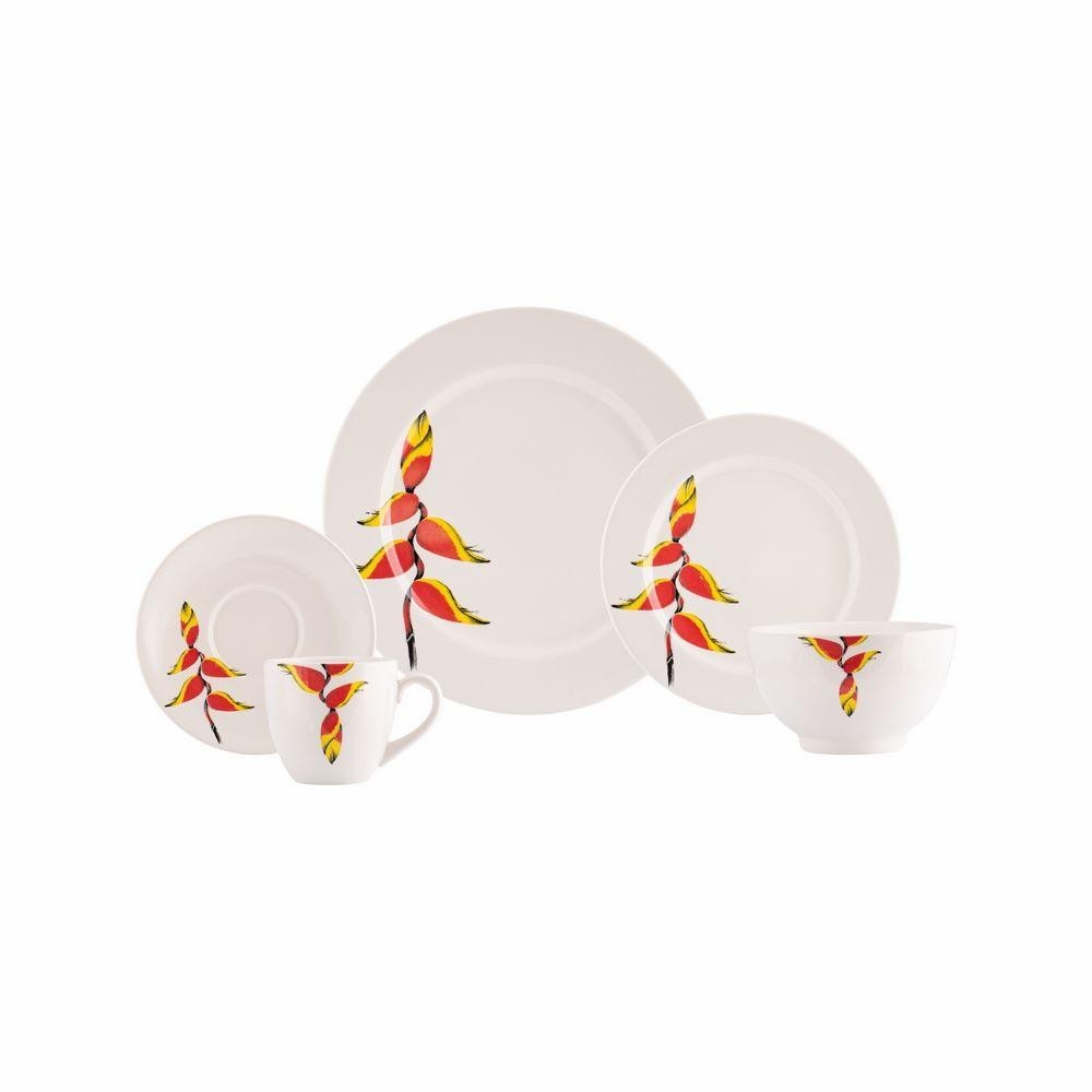Jogo de Jantar 20 Peças Tropical Porcelana Real By Schmidt