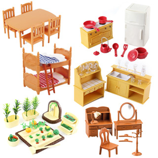 Móveis Para Bonecas Da Família Forest Animal Dollhouse 1/12 Miniatura Brinquedos Acessórios Dormitórios Cozinha Kit em Oferta na Shopee