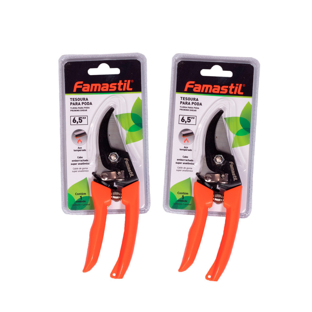 Tesoura para Poda 6,5" 2 Unidades Famastil – Corte Preciso, Cabo Ergonômico em Oferta na Shopee