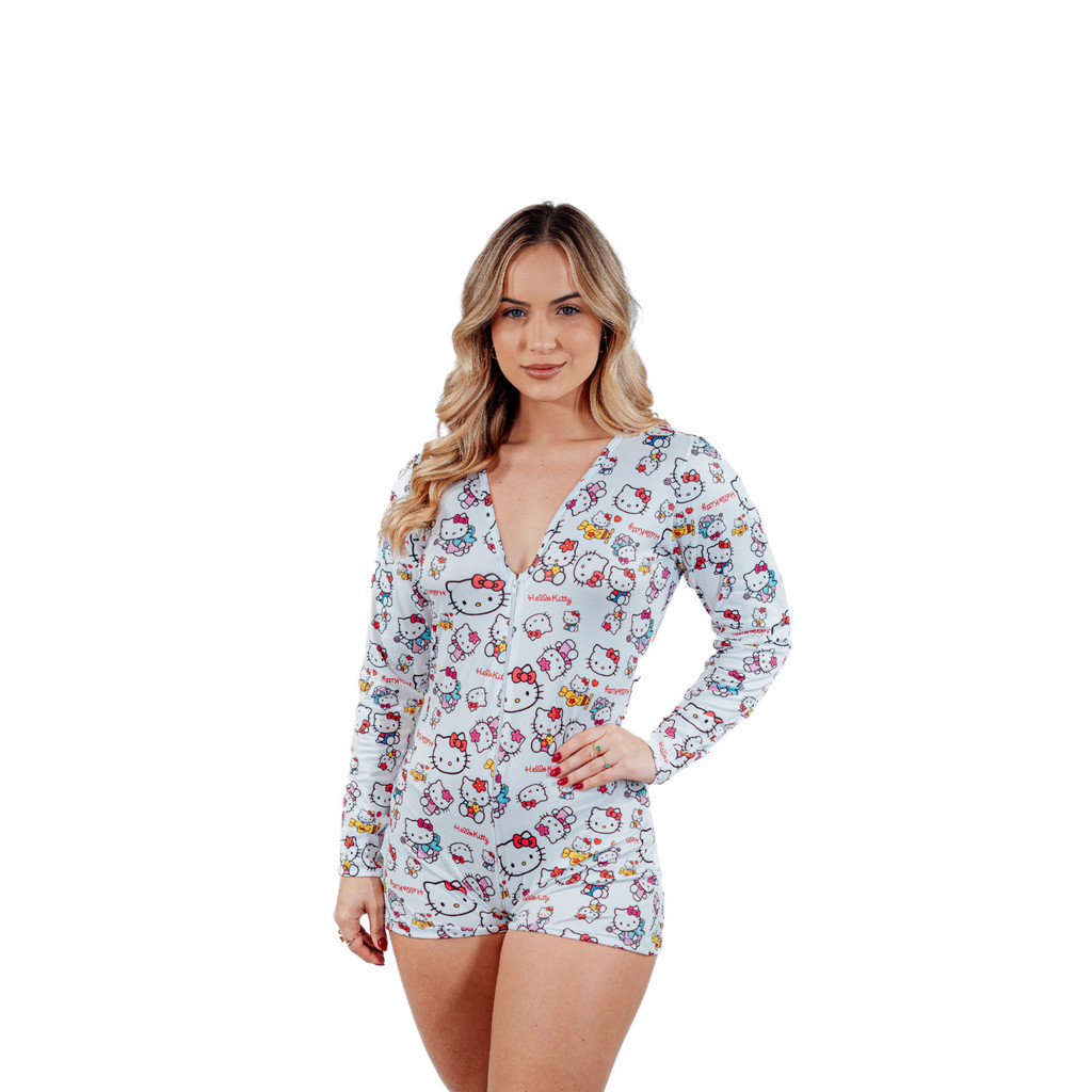 MACAQUINHO ANA JÚLIA HELLO KITTY PIJAMA CONFORTÁVEL E MACIO