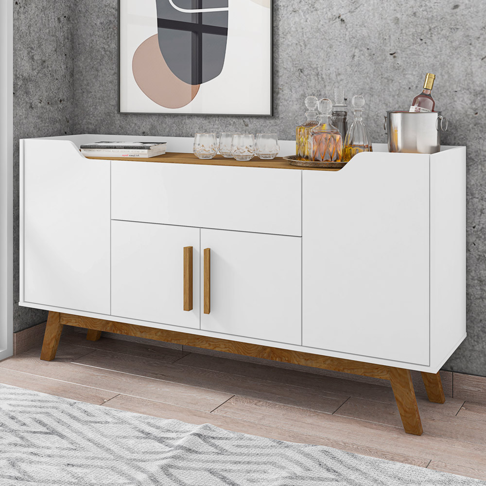 Aparador Buffet Sala de Jantar com 04 Portas 01 Gaveta Future B02 Branco Cinamomo - Lyam Decor em Oferta na Shopee