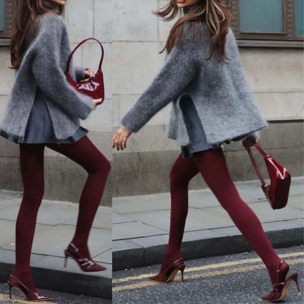 Meia Calça Feminina Vinho Bordô Fio 80 Com Elastano em Oferta na Shopee