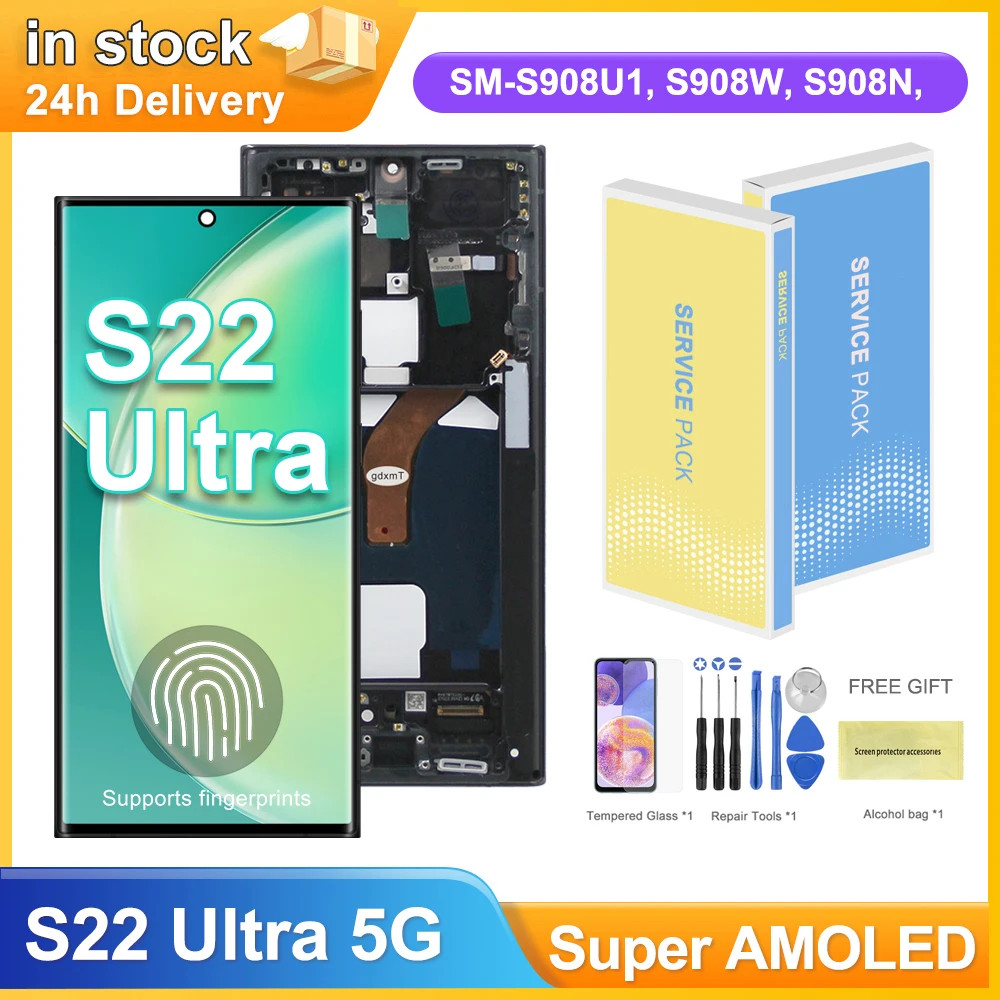 S22 Ultra Super Tela AMOLED Para Samsung Galaxy 5G S908B S908B/DS Display Lcd De